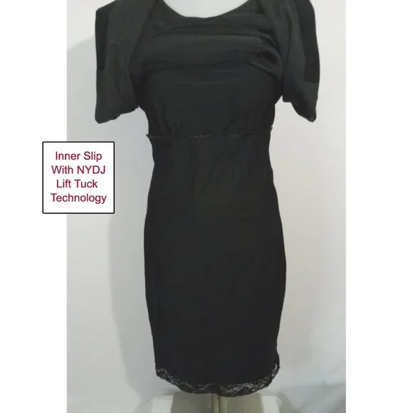 NYDJ Not Your Daughters Jeans Shaping Slimming Black Dress Faux Suede Panels 6 - Picture 5 of 10